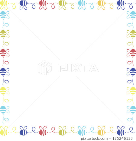Frame with honey bee. Bright bumblebee vector template. Insect on white background 125246133