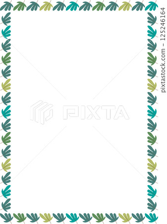 Border frame template with leaf elements decoration. Rectangle easter border with empty space for your text 125246164