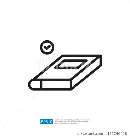 Icon of a Book with a Checkmark Signifying Completion and Success in Education Symbolizing Learning and Academic Achievement 125246438