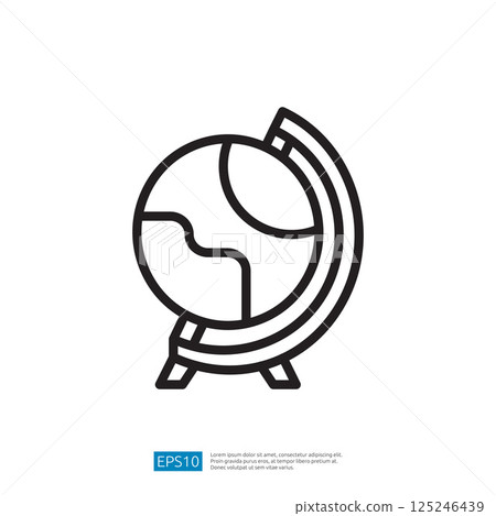 Stylized Globe Icon for Education Symbolizing Global Learning and Geographic Knowledge 125246439