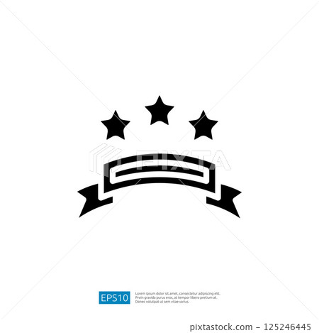 Recognition Emblem with Stars and Ribbon Symbolizing Achievement and Success in Education and Other Fields of Excellence 125246445