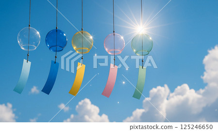 Wind chimes that shine in the blue sky 125246650