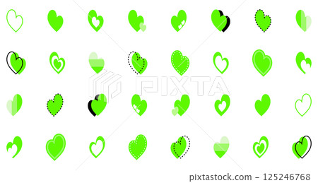 Simple heart mark set yellow-green Simple heart mark set yellow-green 125246768