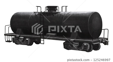 貨運列車油罐車-手繪插圖 125246997
