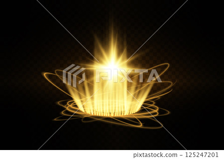 A Radiant Golden Burst filled with Energetic Lines creating a vibrant and dynamic visual experience 125247201