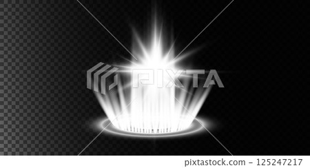 An EyeCatching Bright Light Burst Effect set against a Dark Background, creating a visually stunning contrast 125247217