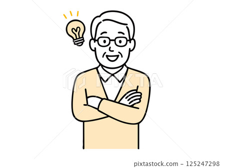 一位老人想出了一個主意(燈泡、日常智慧)的插圖 一位老人想出了一個主意(燈泡、日常智慧)的插圖 125247298
