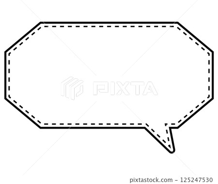 一個簡單的黑白點狀對話泡泡，細長的八角形，面向右 03 125247530