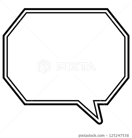 一個簡單的黑白雙線對話泡泡，八角形，有角，朝右 03 125247538