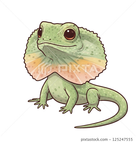 A simple and cute frilled lizard illustration 125247555