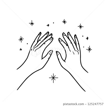 vector illustration of hand. linear drawing, magic style vector illustration of hand. linear drawing, magic style 125247757