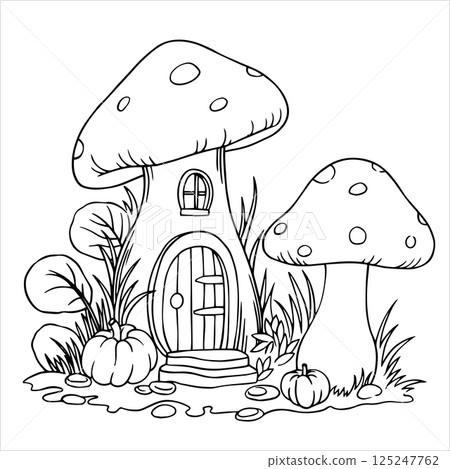 mushroom, house, vector 125247762