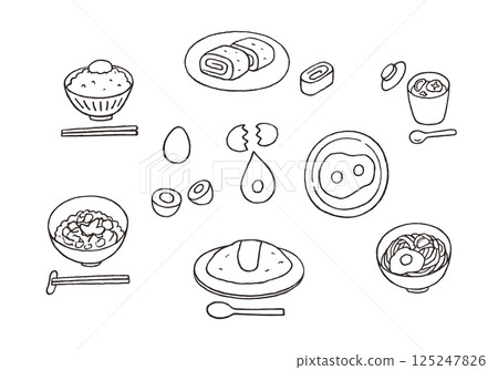 手繪插畫集蛋料理（單色） 125247826