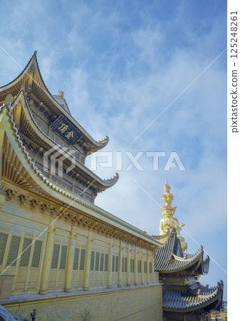 Temples and Buddha statues at the Golden Summit of Mount Emei, Sichuan Temples and Buddha statues at the Golden Summit of Mount Emei, Sichuan 125248261