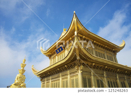 Temples and Buddha statues at the Golden Summit of Mount Emei, Sichuan Temples and Buddha statues at the Golden Summit of Mount Emei, Sichuan 125248263