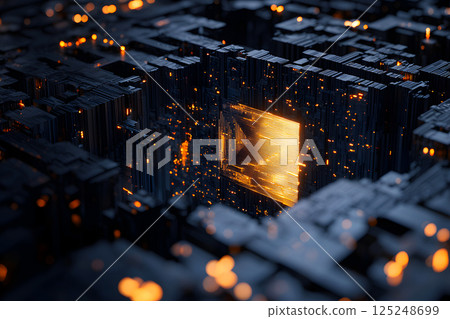 Blockchain powered microfinance transactions on a holographic screen, illustrating secure financial  125248699