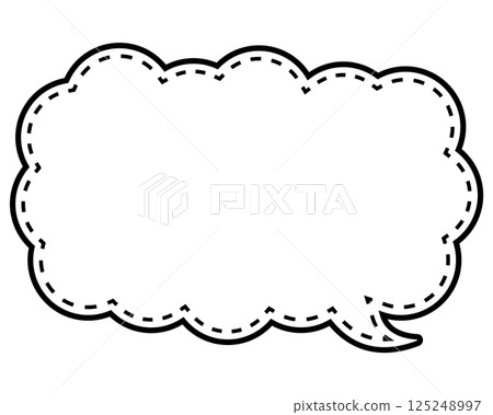 Simple black and white dotted speech bubble, long and thin cloud-shaped, facing right 01 Simple black and white dotted speech bubble, long and thin cloud-shaped, facing right 01 125248997