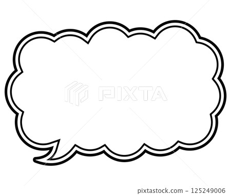 Simple black and white double line speech bubble, long and thin cloud-shaped, facing left 01 Simple black and white double line speech bubble, long and thin cloud-shaped, facing left 01 125249006
