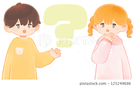 思考的孩子和問號男孩和女孩 125249686