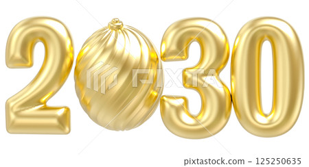 Happy New Year Number 2030 3D Gold Happy New Year Number 2030 3D Gold 125250635