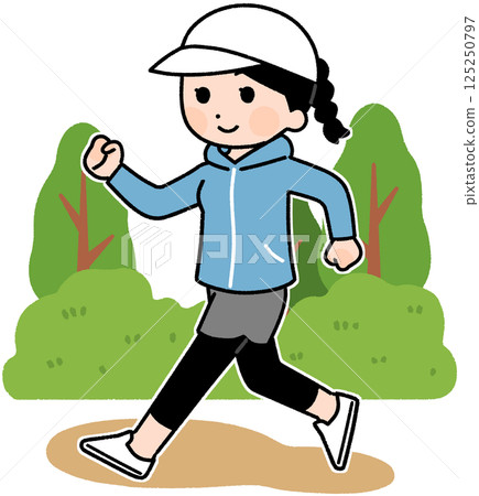 Walking woman_with background 125250797