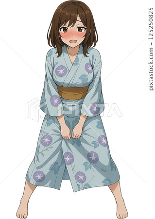 一位身穿和服的女子,害羞地微笑 一位身穿和服的女子,害羞地微笑 125250825