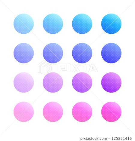 Set of stylish polka dot circles - pop bright gradient color palette 125251416