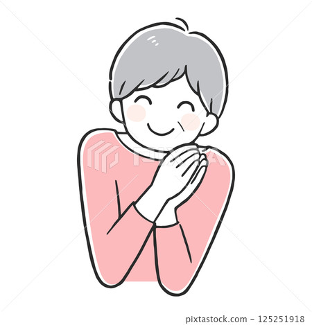 Illustration of a senior woman clapping her hands in joy Illustration of a senior woman clapping her hands in joy 125251918