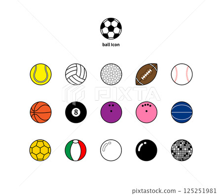 Simple ball icon set color version Simple ball icon set color version 125251981