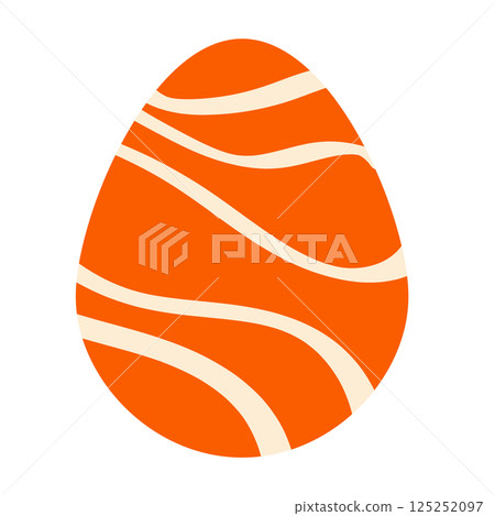 Abstract decorated cute cartoon Easter egg with waves Abstract decorated cute cartoon Easter egg with waves 125252097
