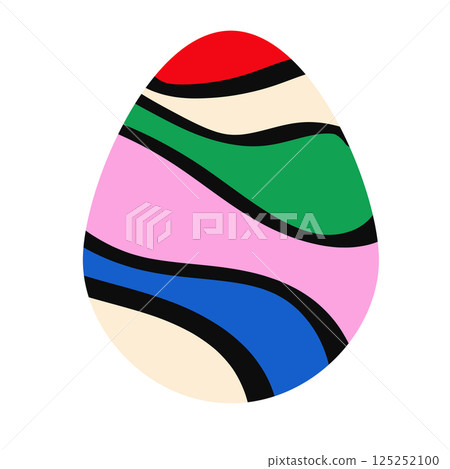 Abstract decorated cute cartoon Easter egg with waves Abstract decorated cute cartoon Easter egg with waves 125252100