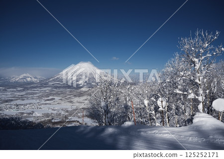Rusutsu Ski Resort in winter - View of Mt. Yotei and Niseko Annupuri from the East Vivaldi Course Rusutsu Ski Resort in winter - View of Mt. Yotei and Niseko Annupuri from the East Vivaldi Course 125252171