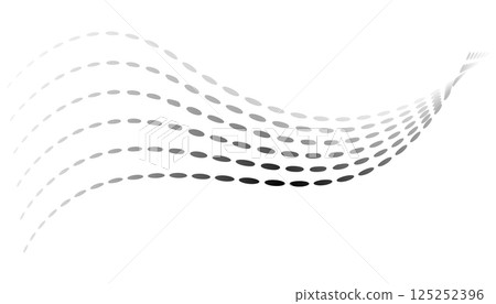 Dotted halftone waves. Flowing wavy lines pattern. Abstract liquid shapes, wave effect dotted gradient texture. Curve textures with halftone circular point isolated on white background Dotted halftone waves. Flowing wavy lines pattern. Abstract liquid shapes, wave effect dotted gradient texture. Curve textures with halftone circular point isolated on white background 125252396