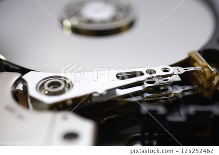 Close-up of the components inside a hard disk 125252462
