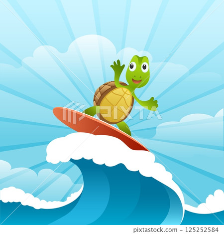 Cartoon surfer turtle 125252584