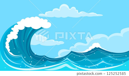 Cartoon ocean wave Cartoon ocean wave 125252585