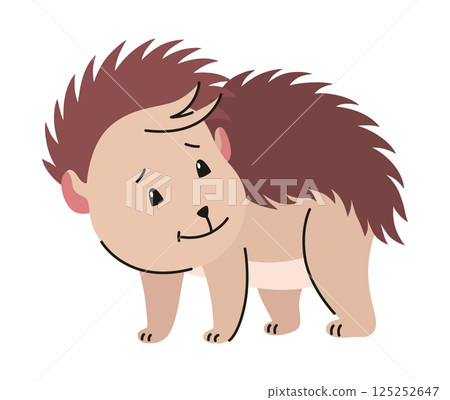 Lovely hedgehog. Cute funny wild forest animal. Prickly cartoon character. Vector isolated illustration Lovely hedgehog. Cute funny wild forest animal. Prickly cartoon character. Vector isolated illustration 125252647