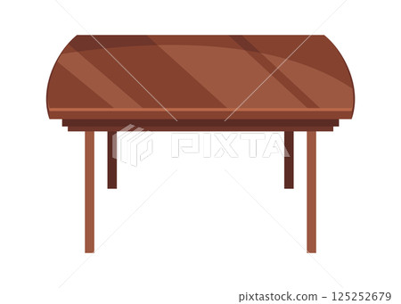 Table furniture of wood, interior wooden desk. Empty wooden table isolated illustration on white background. Vector illustration of platform or stand 125252679