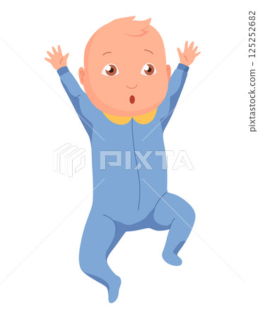 New born baby. Toddler with gentle face. Cute newborn infant. Vector cartoon illustration isolated on white background 125252682