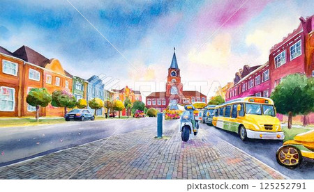 Cityscape watercolor 125252791