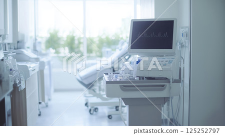 Ecmo machine displaying vital signs in modern hospital room 125252797