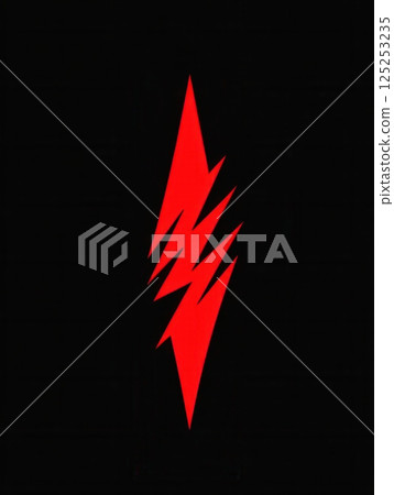 A minimalist symbol features a bright red lightning bolt on a deep black background, offering striking contrast for diverse designs. A minimalist symbol features a bright red lightning bolt on a deep black background, offering striking contrast for diverse designs. 125253235