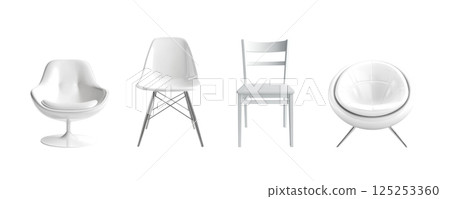 Four white modern chairs set 125253360