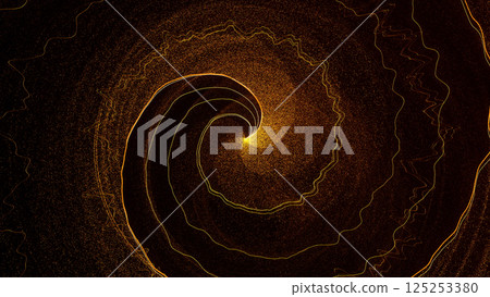 Elegant golden vortex swirl on black background. Perfect for luxury, tech, energy, and digital flow themed visuals. 125253380