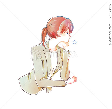 A female office worker sighing 125253497