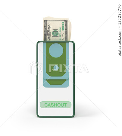 Smartphone Cashout concept front view 3d Illustration on white Smartphone Cashout concept front view 3d Illustration on white 125253770