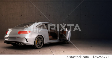 Sports Car with Open Dor 3d render image 125253772