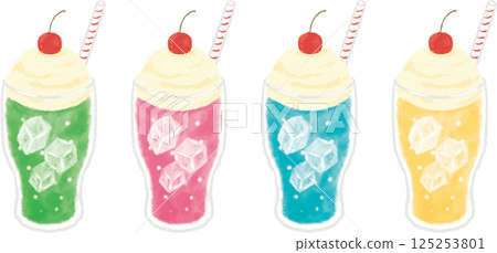 水彩風格奶油蘇打水插畫集 水彩風格奶油蘇打水插畫集 125253801