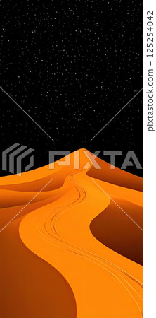 Golden Sand Dune Against Black Night 125254042