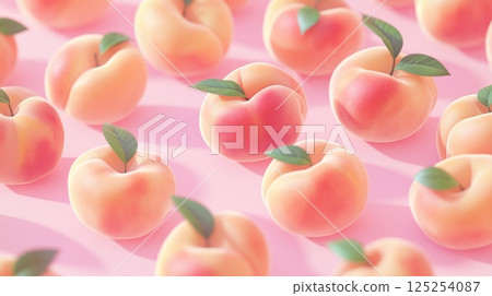 桃子3D插圖，粉紅背景 125254087